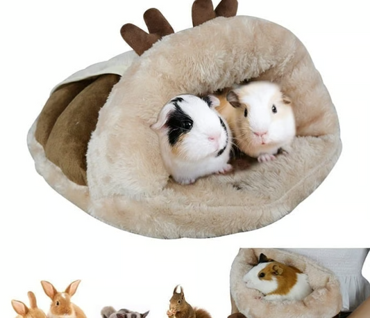 Guinea Pig Bed Hideout Cuddle Warm Fleece Cozy Cave House & Cage Access